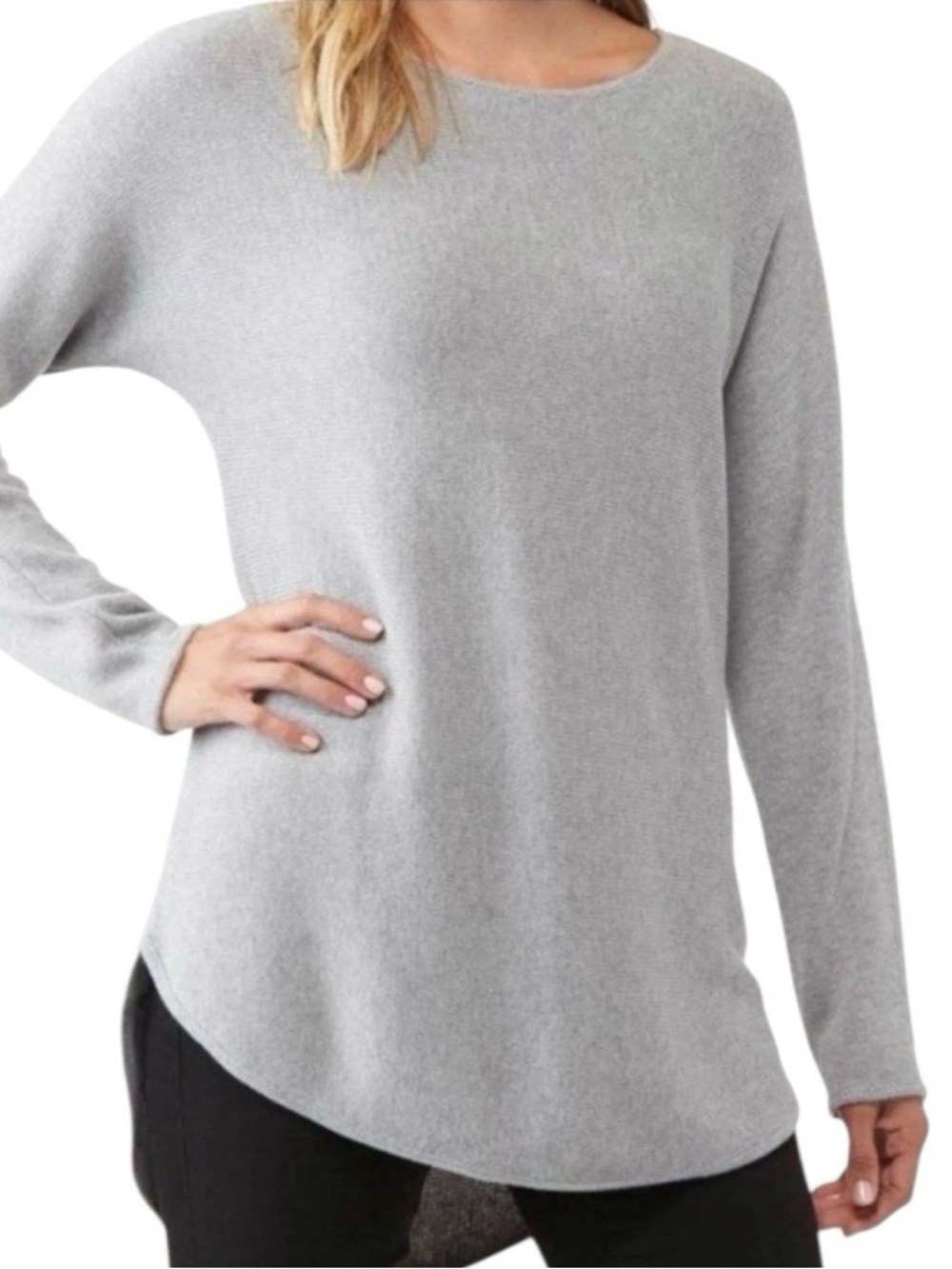 Michael Kors Oversized Tunic Sweater Women’s Small Gray Hi-Lo Hem Silver Zipper